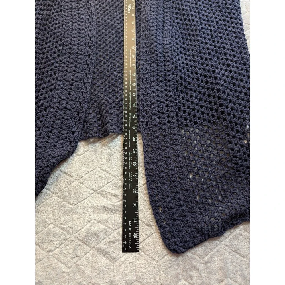 Jessica London Navy Open Knit Crochet Cardigan Cottage Shawl Oversized 26/28